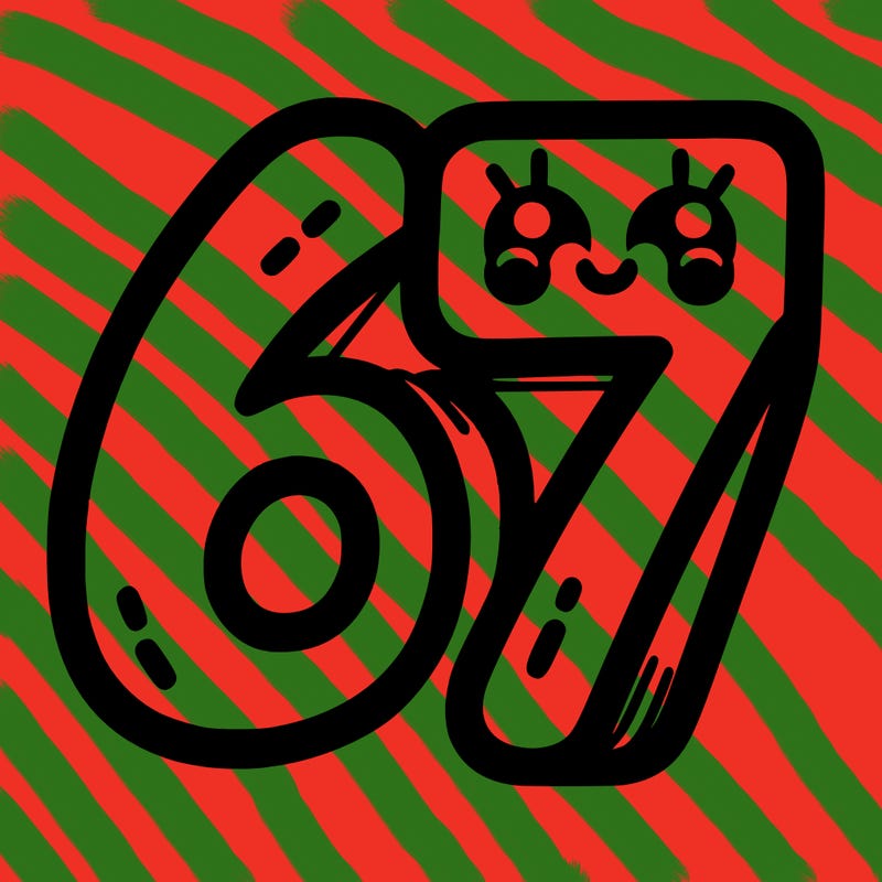 the numbers 67