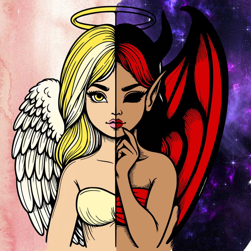 realistic angel half demon