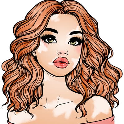realistic girl with wavy hair and lips