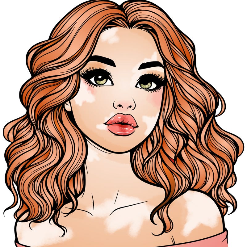 realistic girl with wavy hair and lips