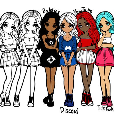 a group of girls realistic