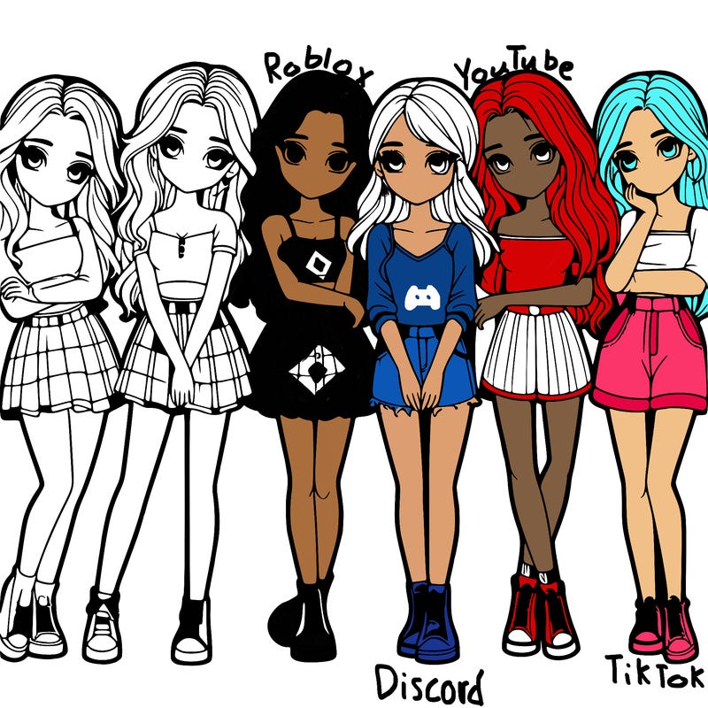 a group of girls realistic