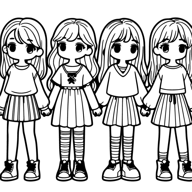 4 girls standing in a row