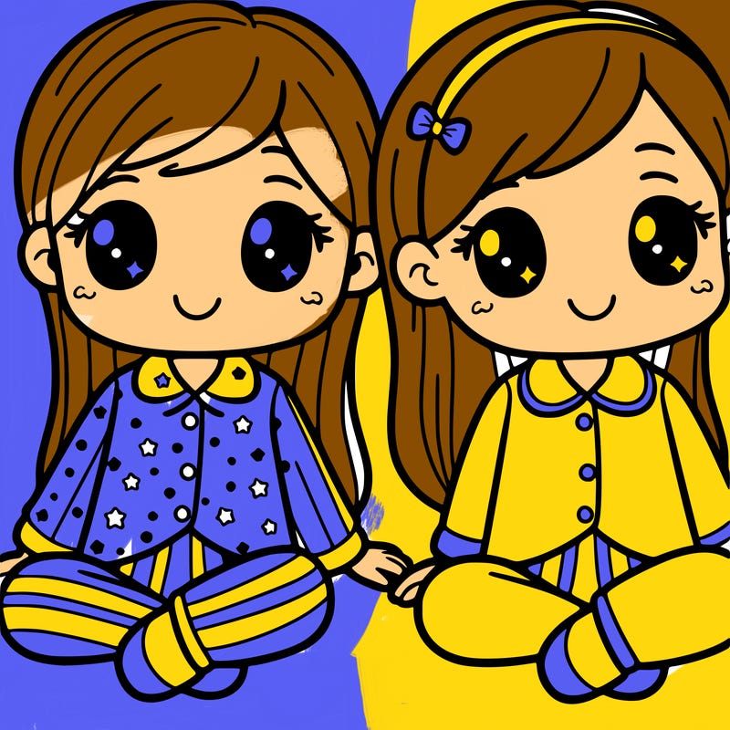 2 human sisters in pajamas