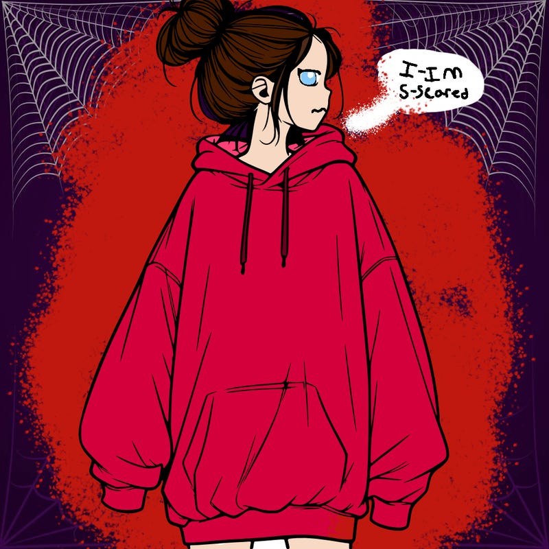 realistic girl with a oversized sweatshirt on and a bun
