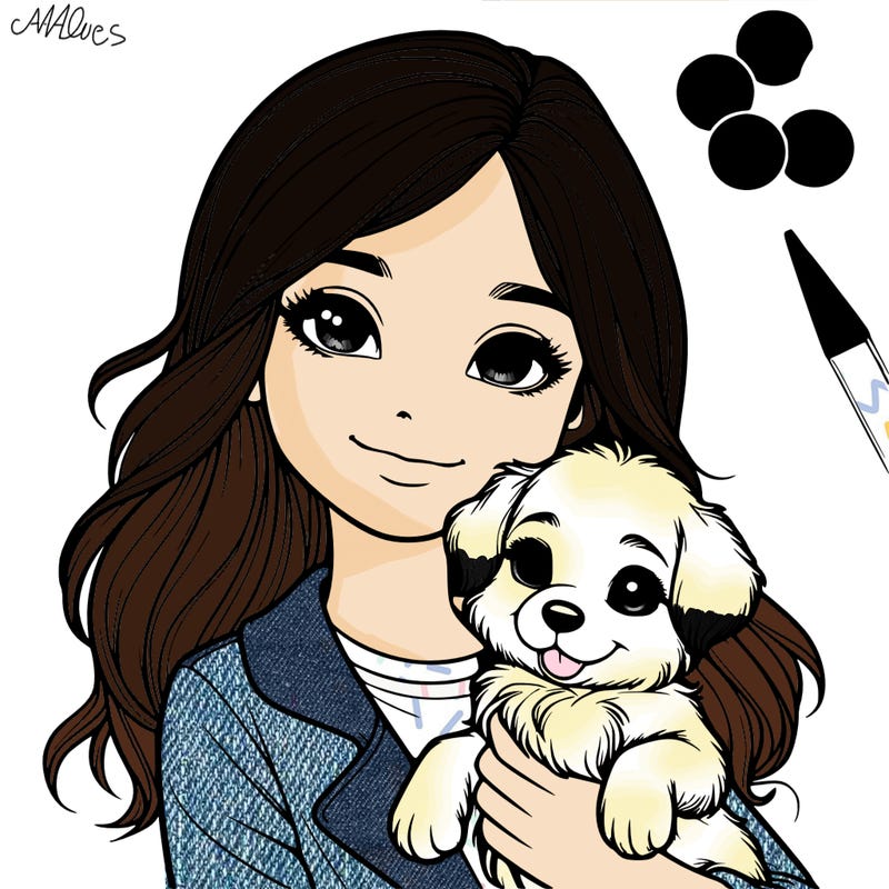 realistic girl holding a cute puppy