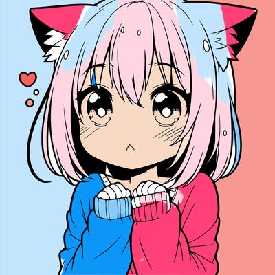 shy anime catgirl