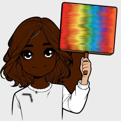 realistic girl holding up a sign