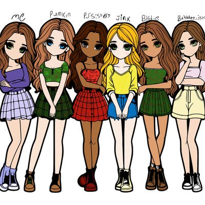 a group of girls realistic