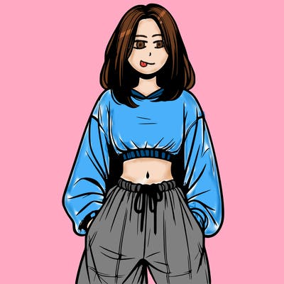 realistic girl faceless with baggy pants and a crop top