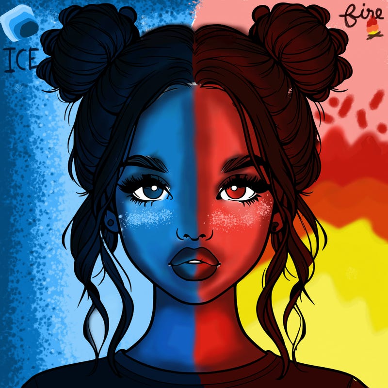 realistic girl with two buns in hair and lips