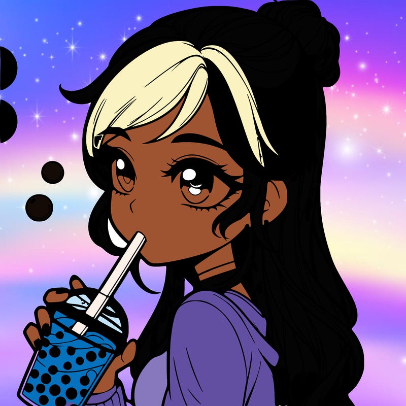 a realistic girl drinking boba