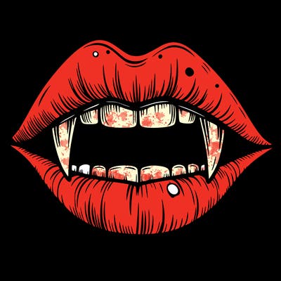 lips with vampire teeth