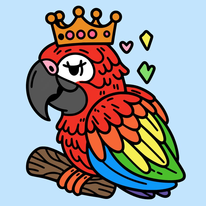 macaw with a crown