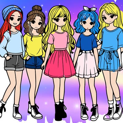 a group of five girls