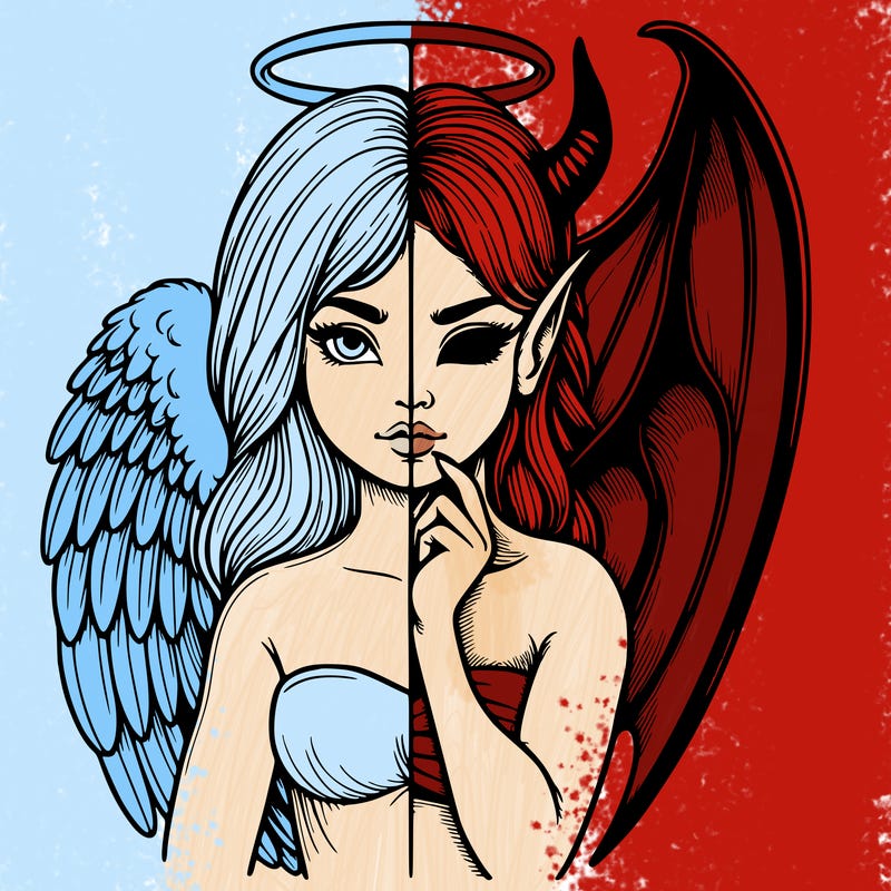 realistic angel half demon