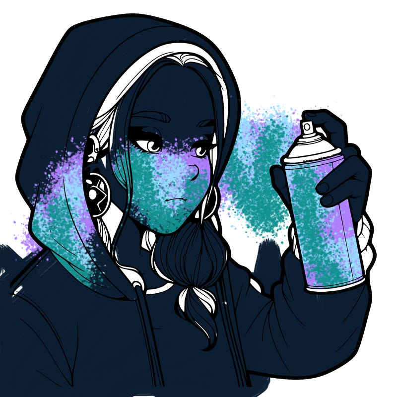 a realistic girl, spray painting