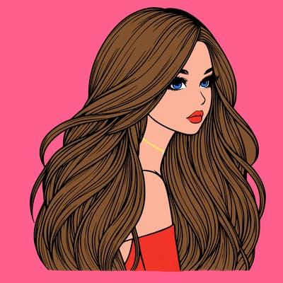 realistic girl with long realistic hair