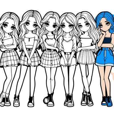 a group of girls realistic