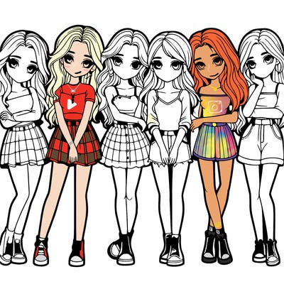 a group of girls realistic