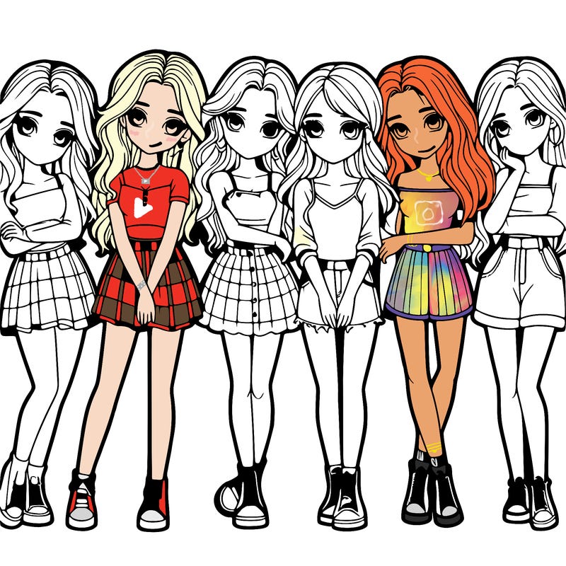 a group of girls realistic