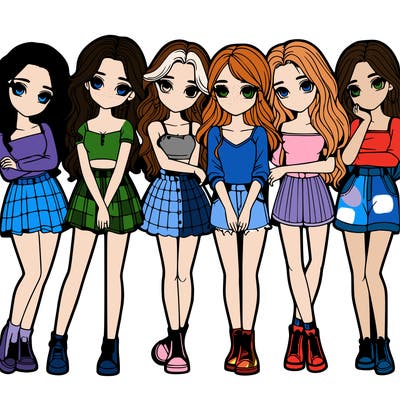 a group of girls realistic