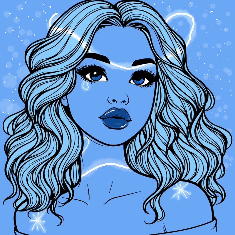 realistic girl with wavy hair and lips