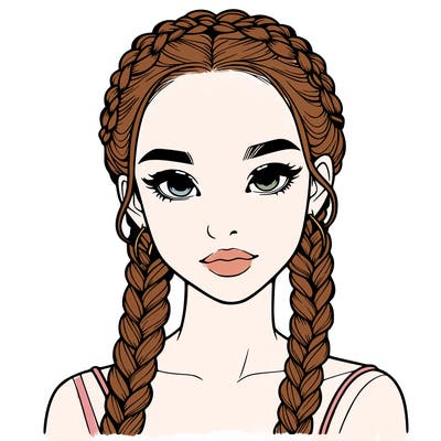realistic girl with braids