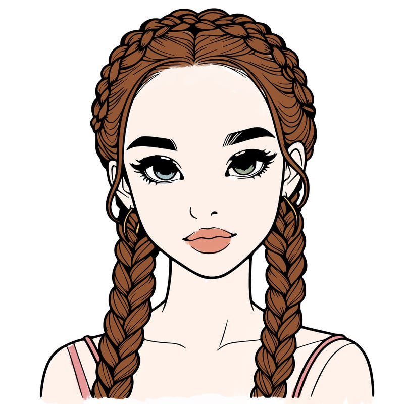 realistic girl with braids