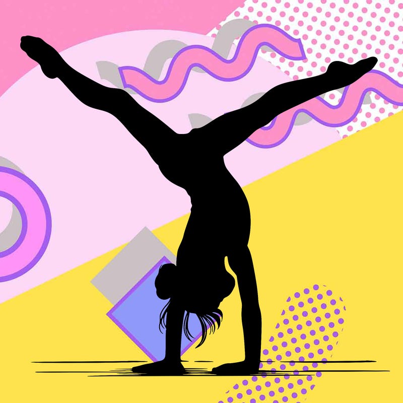 realistic gymnastic hand stand girl in four splits