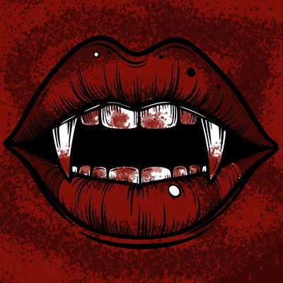 lips with vampire teeth