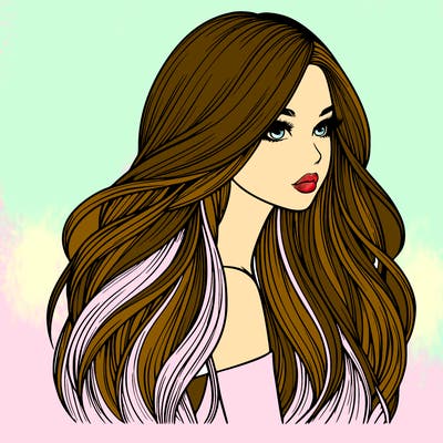realistic girl with long realistic hair