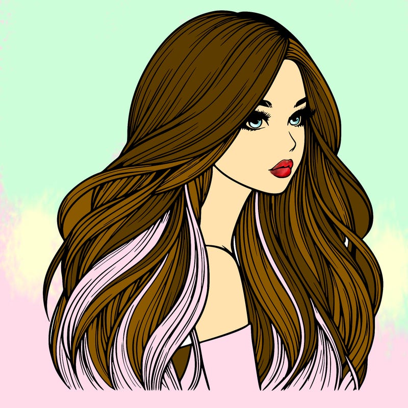 realistic girl with long realistic hair