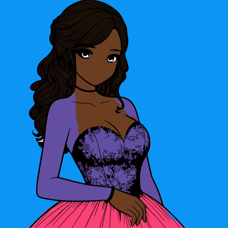 realistic girl in prom dress