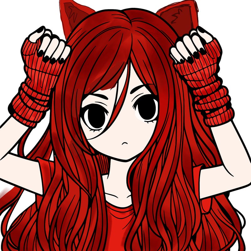 long haired girl with fingerless gloves