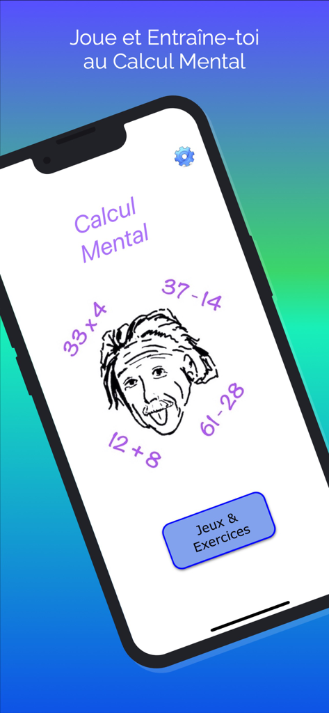Calcul Mental & Jeux de Maths - Tela inicial do aplicativo francês de cálculo mental com Albert Einstein e operações matemáticas