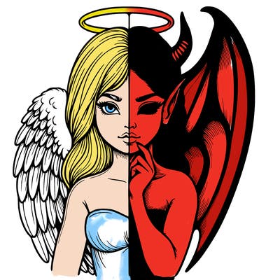 realistic angel half demon