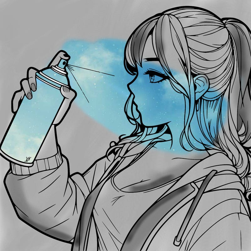 a realistic girl spray, painting