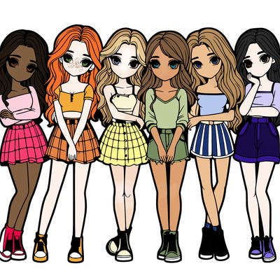 a group of girls realistic