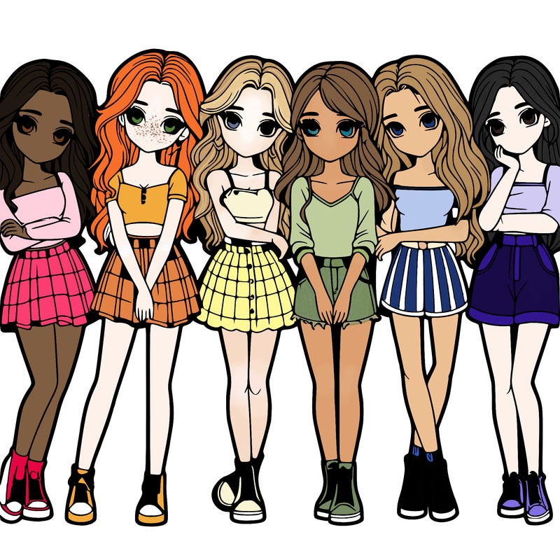 a group of girls realistic