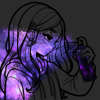 a realistic girl spray painting