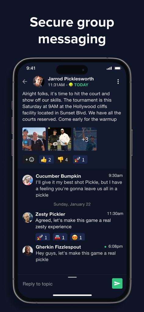 Loop Messenger - Loop Messenger app interface showing a secure and organized group chat for a pickleball community