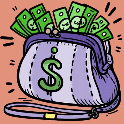 a purse with money