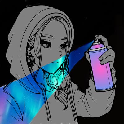 a realistic girl, spray painting