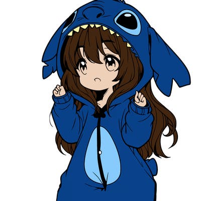 anime girl in a stitch onsie