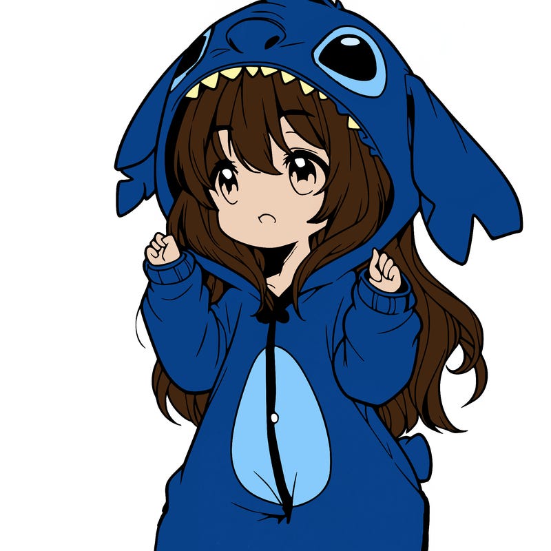 anime girl in a stitch onsie