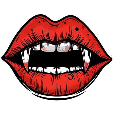 lips with vampire teeth
