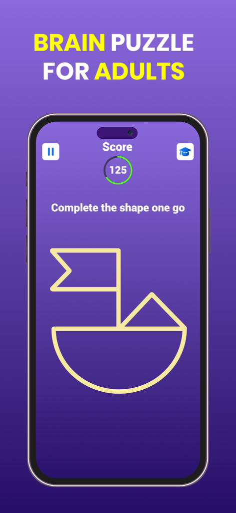 Brain Test Puzzle : IQ Games - Brain Test Puzzle app interface showing a logic shape challenge for adults