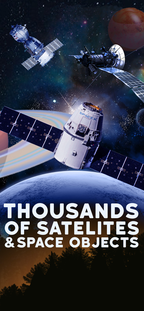 The Constellation Star Finder - SpaceX satellites and space objects orbiting Earth and Saturn in The Constellation Star Finder app