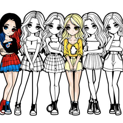 a group of girls realistic